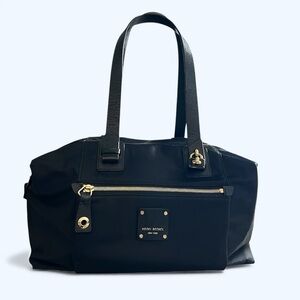 Henri Bendel Jetsetter Style Nylon Satchel – Saffiano Trim, Expandable Sides